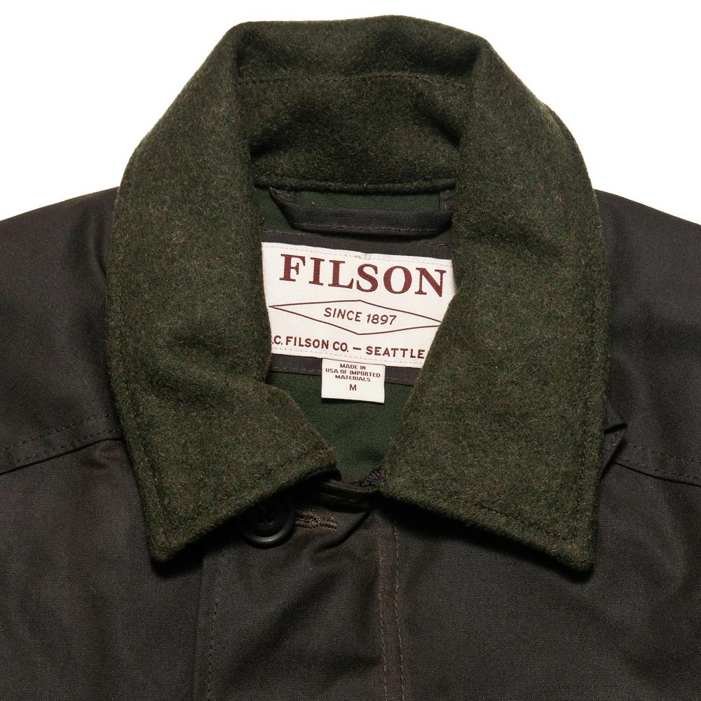 Filson Ranger Oil Cloth Bomber Orca Gray at shoplostfound, neck