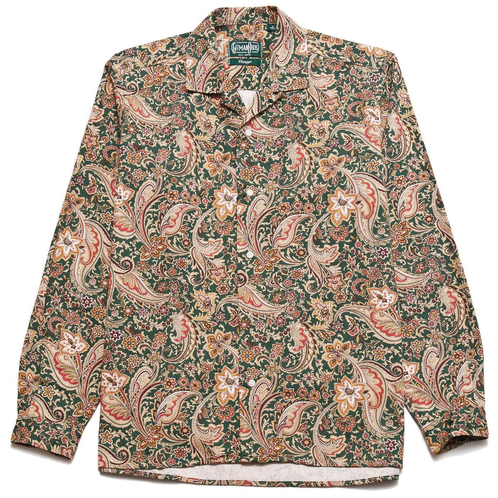 Gitman Vintage Bros. Green Paisley On Twill Camp Shirt at shoplostfound, front