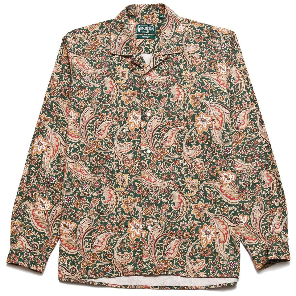 Gitman Vintage Bros. Green Paisley On Twill Camp Shirt at shoplostfound, front