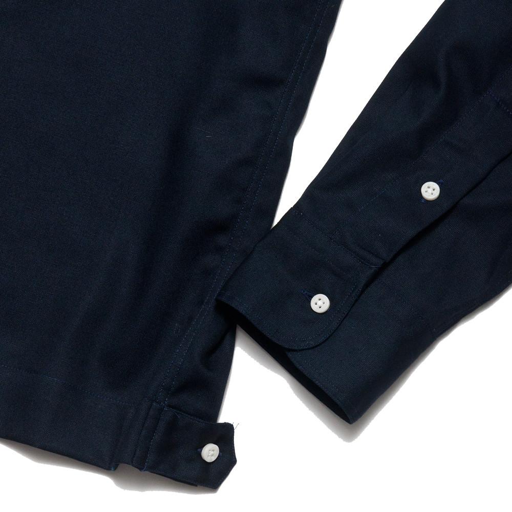 Gitman Vintage Bros. Long Sleeve Band Collar Shirt Jacket Navy Waterproof at shoplostfound, detail