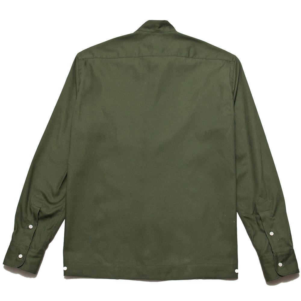 Gitman Vintage Bros. Long Sleeve Band Collar Shirt Jacket Olive Waterproof at shoplostfound, back