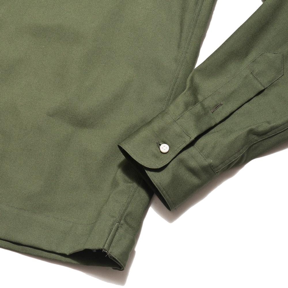 Gitman Vintage Bros. Long Sleeve Band Collar Shirt Jacket Olive Waterproof at shoplostfound, detail