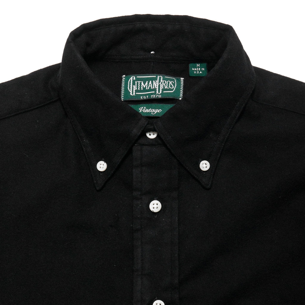 Gitman Vintage Bros. Long Sleeve Black Flannel at shoplostfound, neck