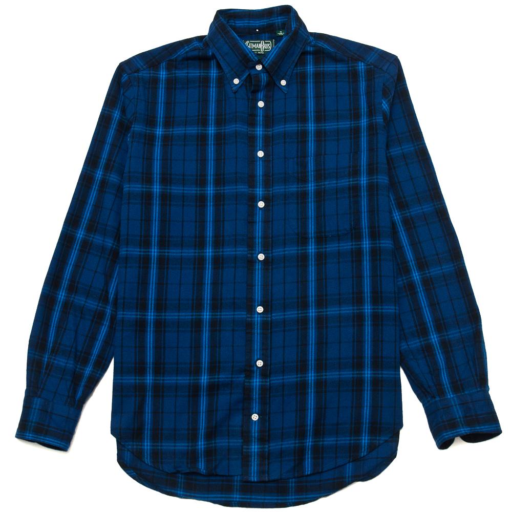 Gitman Vintage Bros. Long Sleeve Blue/Navy Plaid Flannel at shoplostfound, front
