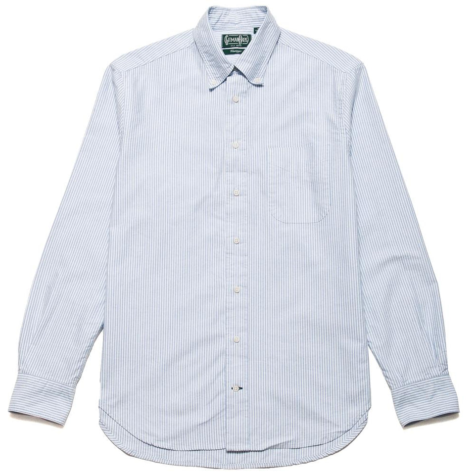 Gitman Vintage Bros. Long Sleeve Blue Stripe Oxford at shoplostfound, front