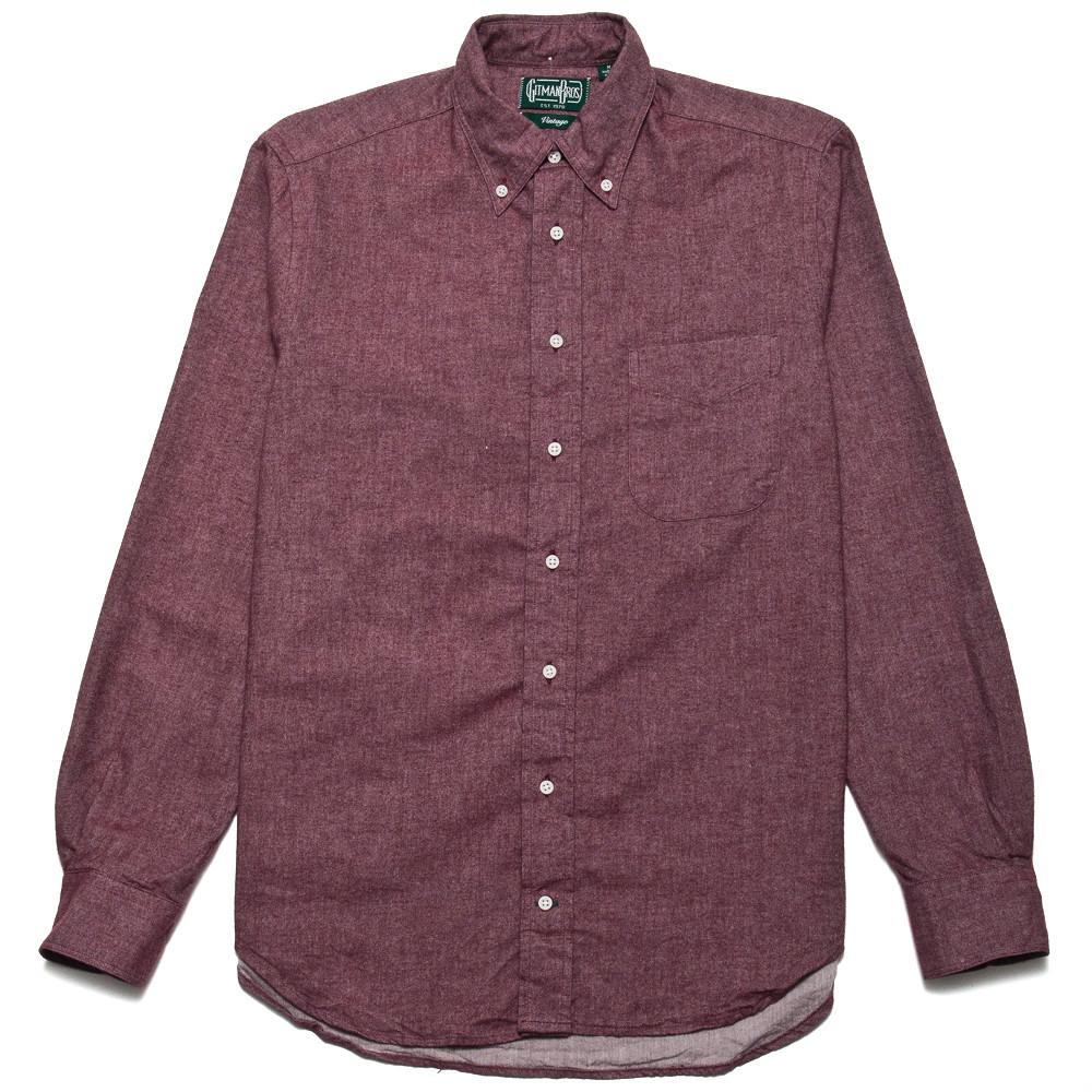 Gitman Vintage Bros. Long Sleeve Burgundy Flannel Chambray at shoplostfound, front