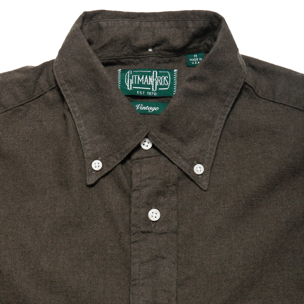 Gitman Vintage Bros. Long Sleeve Loden Flannel at shoplostfound, neck
