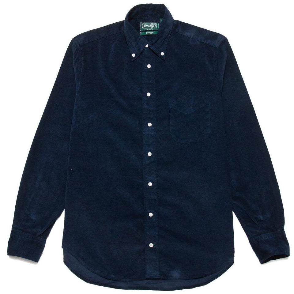 Gitman Vintage Bros. Long Sleeve Navy Corduroy at shoplostfound, front
