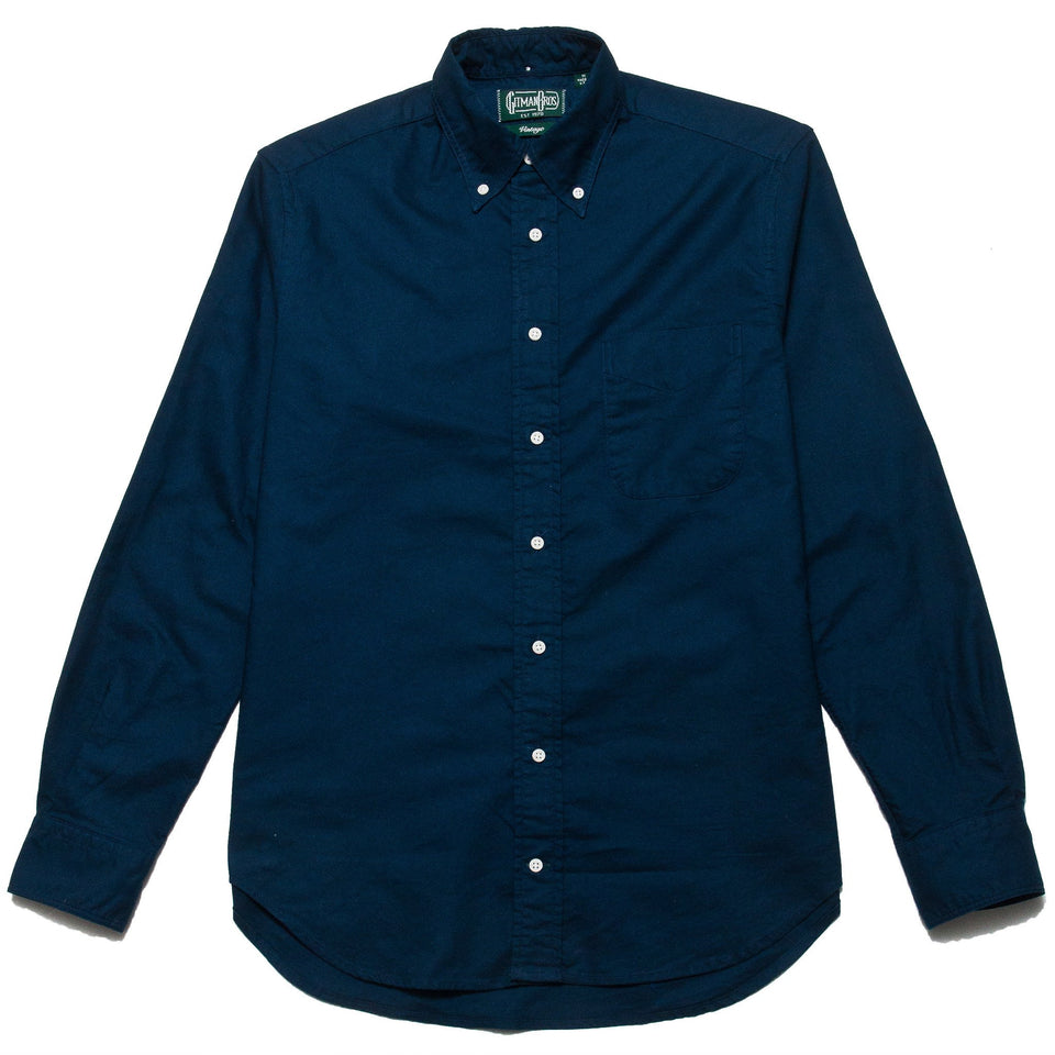 Gitman Vintage Bros. Long Sleeve Navy Overdye Oxford Shirt at shoplostfound, front