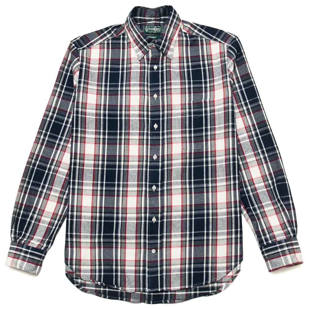 Gitman Vintage Bros. Long Sleeve Navy/White Plaid Flannel at shoplostfound, front