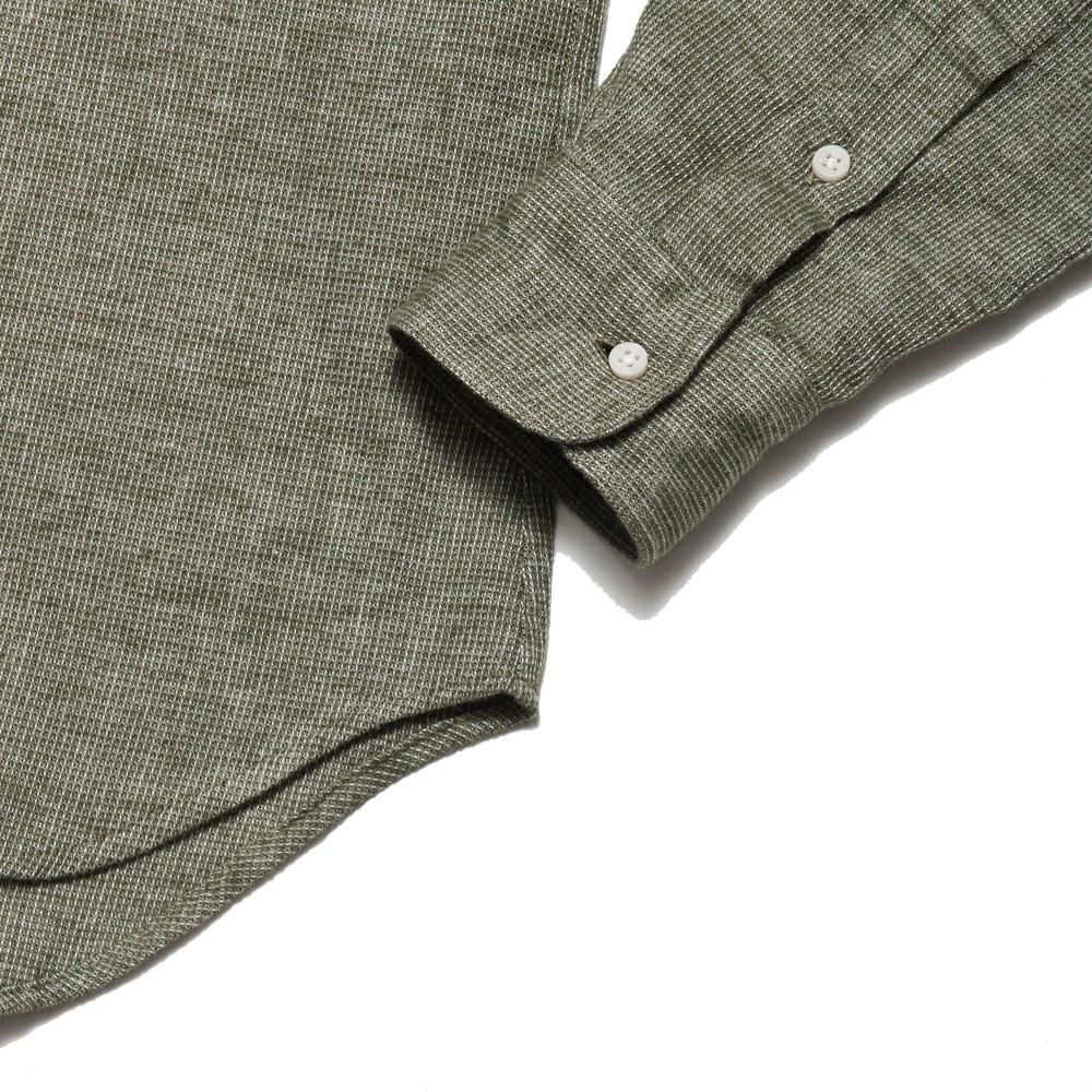 Gitman Vintage Bros. Long Sleeve Olive Thermal at shoplostfound, detail