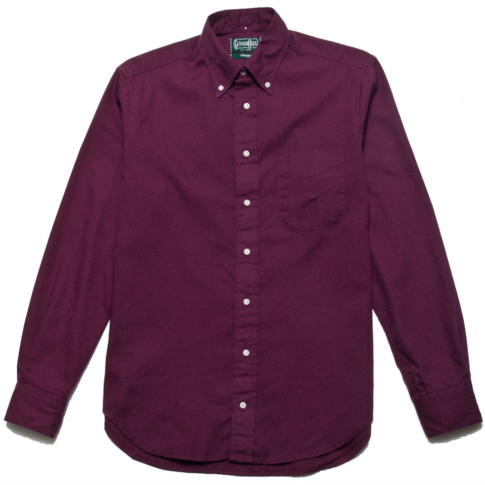 Gitman Vintage Bros. Long Sleeve Overdye Oxford Burgundy at shoplostfound, front
