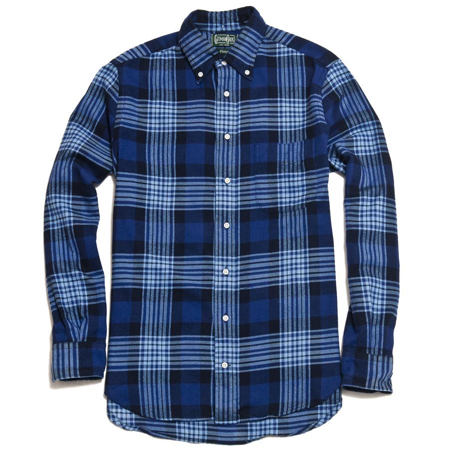 Gitman Vintage Bros. Long Sleeve 1-Sided Brushed Japanese Flannel Blue
