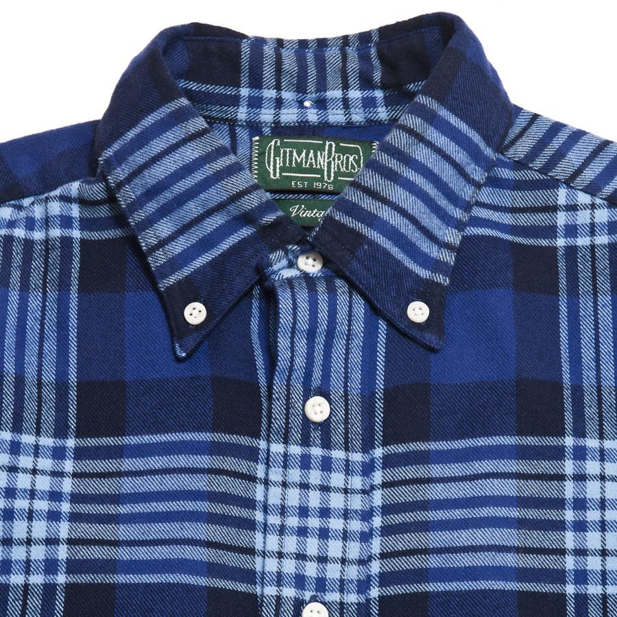 Gitman Vintage Bros. Long Sleeve 1-Sided Brushed Japanese Flannel Blue
