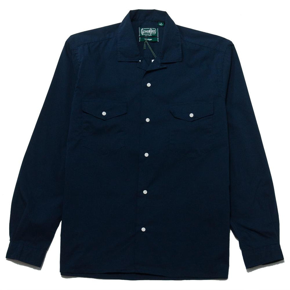 Gitman Vintage Bros. Navy Ripstop Camp Shirt at shoplostfound, front