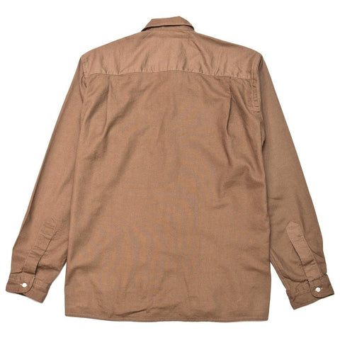 Gitman Vintage Bros. Open Collar Tan Hopsack at shoplostfound, front