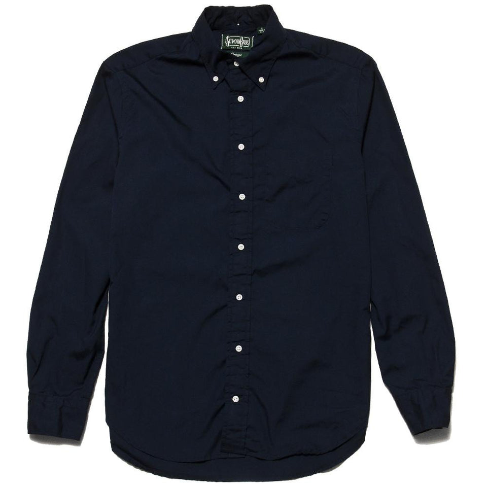 Gitman Vintage Bros. Navy Zephyr Long Sleeve Shirt at shoplostfound, front