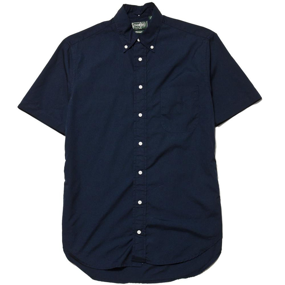 Gitman Vintage Bros. Navy Zephyr Short Sleeve Shirt at shoplostfound, front