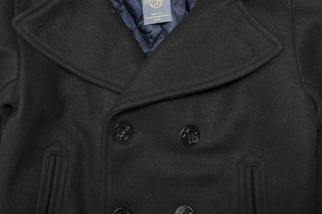 Golden Bear Dark Navy Melton Wool Quilted Lined Peacoat