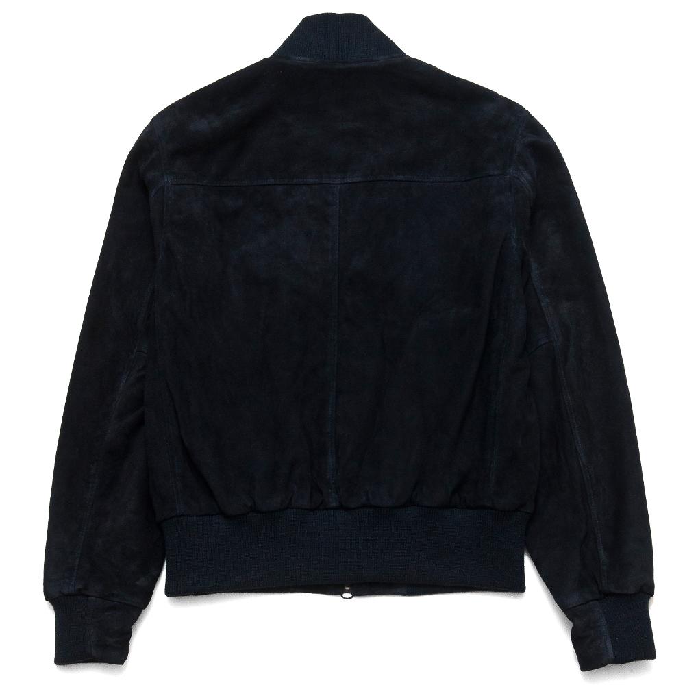 Golden Bear Navy Goat Suede Baseball Jacket at shoplostfound, back