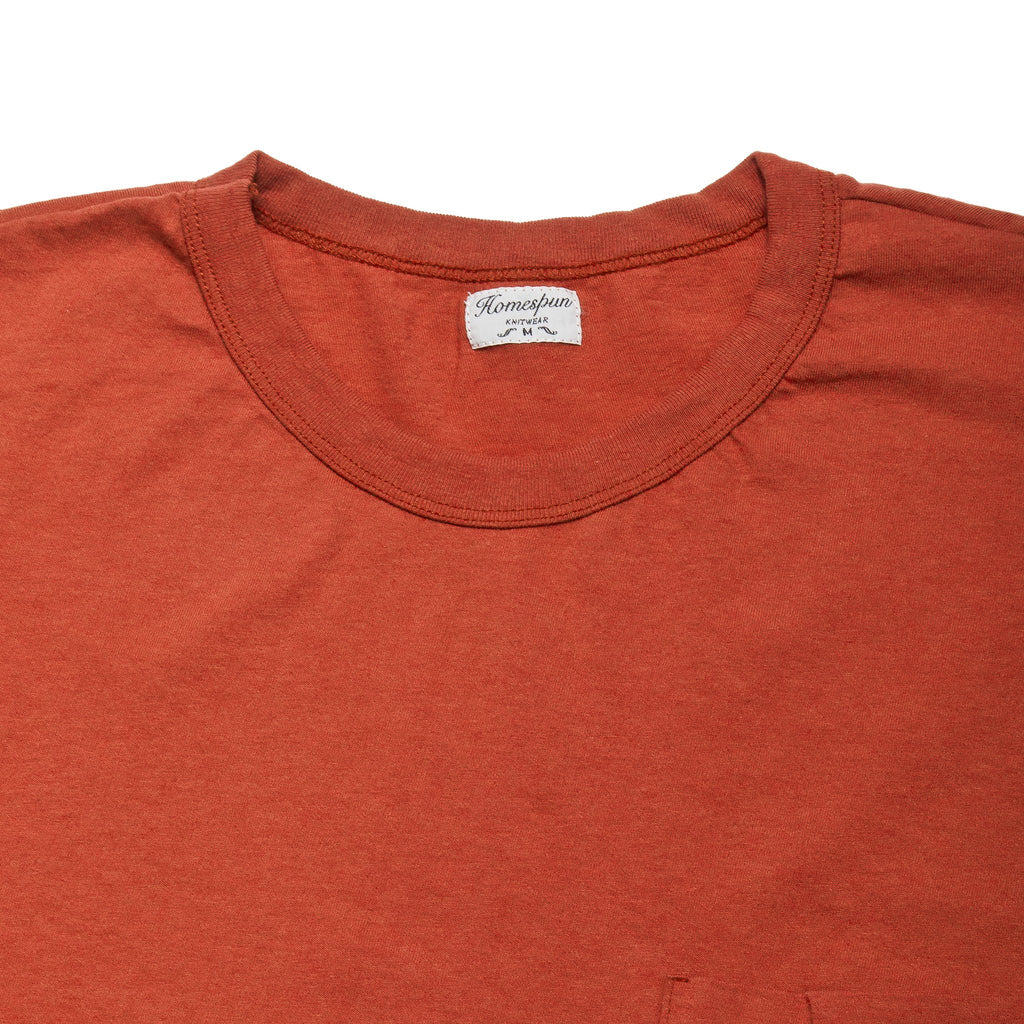 Homespun Dad's Pocket Tee Red at shoplostfound, neck