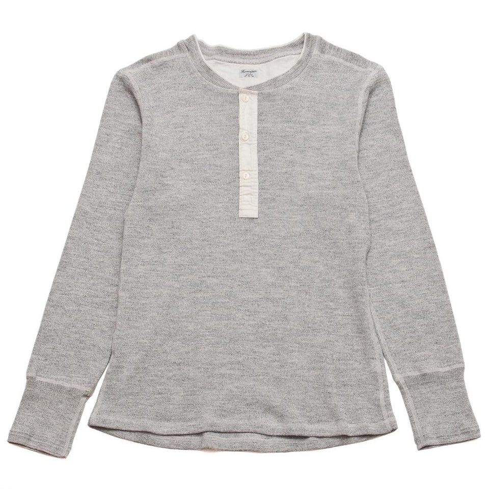 Homespun Long-Sleeve Coalminer Henley Grey at shoplostfound, front