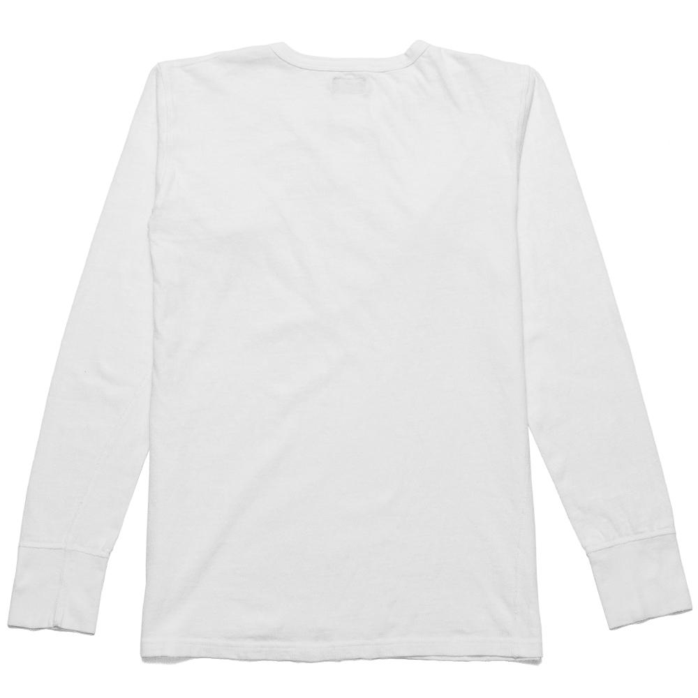 Homespun Long Sleeve Henley Zimbabwe Jersey in White at shoplostfound, back