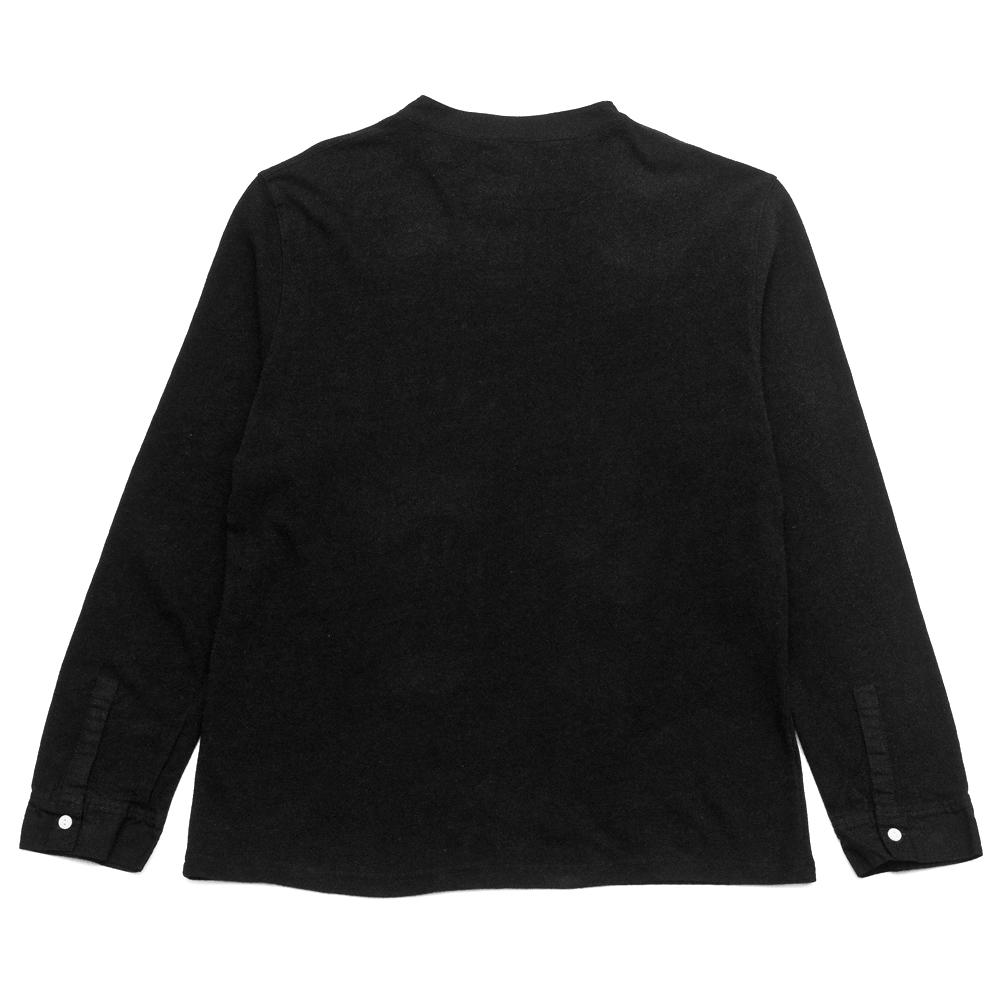 Homespun Long-Sleeve Old Timer Henley in Zimbabwe Jersey Aged Black at shoplostfound, back