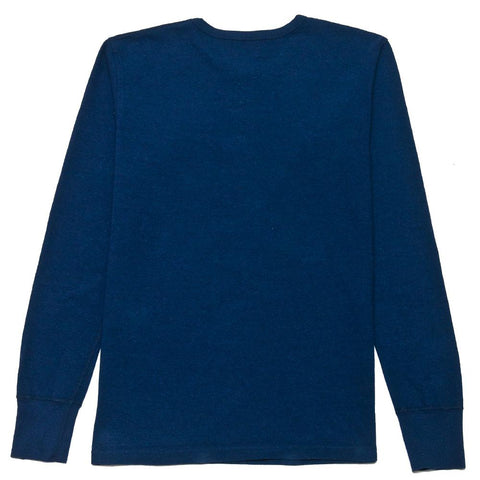 Homespun Long Sleeve Surplus Henley Zimbabwe Jersey Indigo at shoplostfound, front