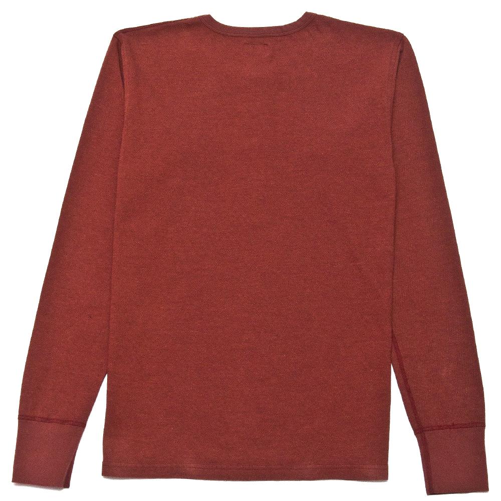 Homespun Long Sleeve Surplus Henley Zimbabwe Jersey Oxblood at shoplostfound, back