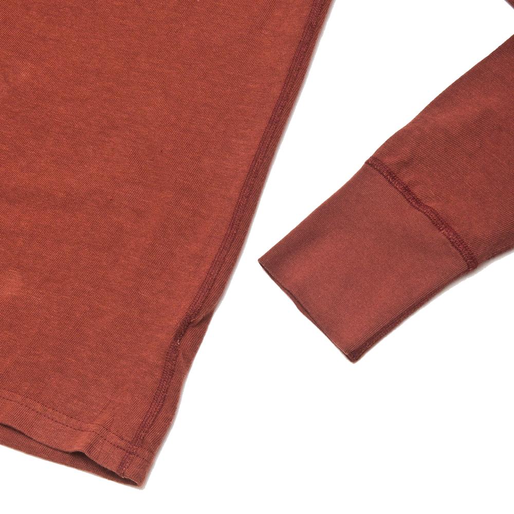 Homespun Long Sleeve Surplus Henley Zimbabwe Jersey Oxblood at shoplostfound, cuff