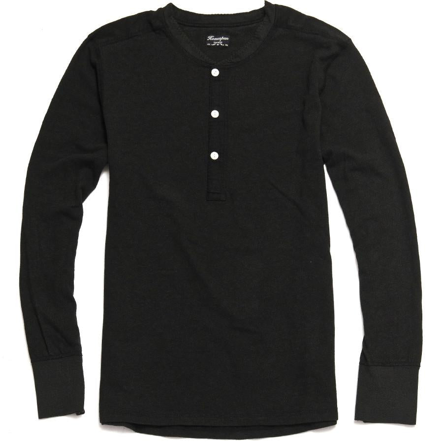 Homespun Long-Sleeve Coalminer Henley Aged Black