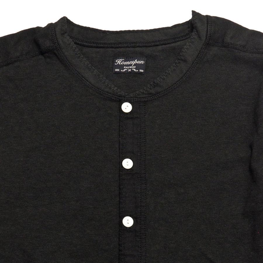 Homespun Long-Sleeve Coalminer Henley Aged Black