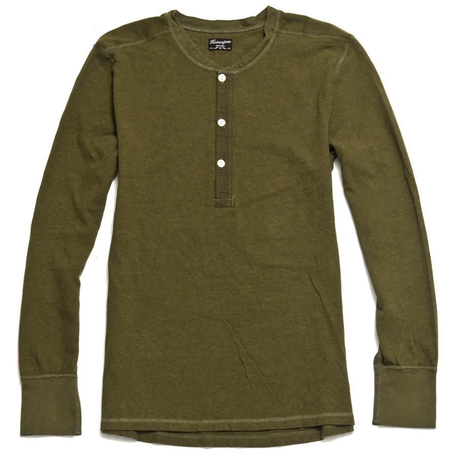 Homespun Long-Sleeve Coalminer Henley Olive Drab