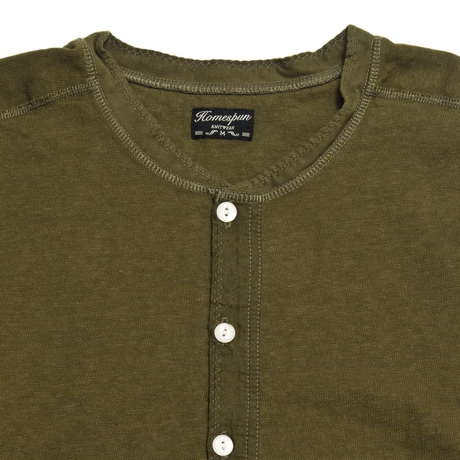 Homespun Long-Sleeve Coalminer Henley Olive Drab