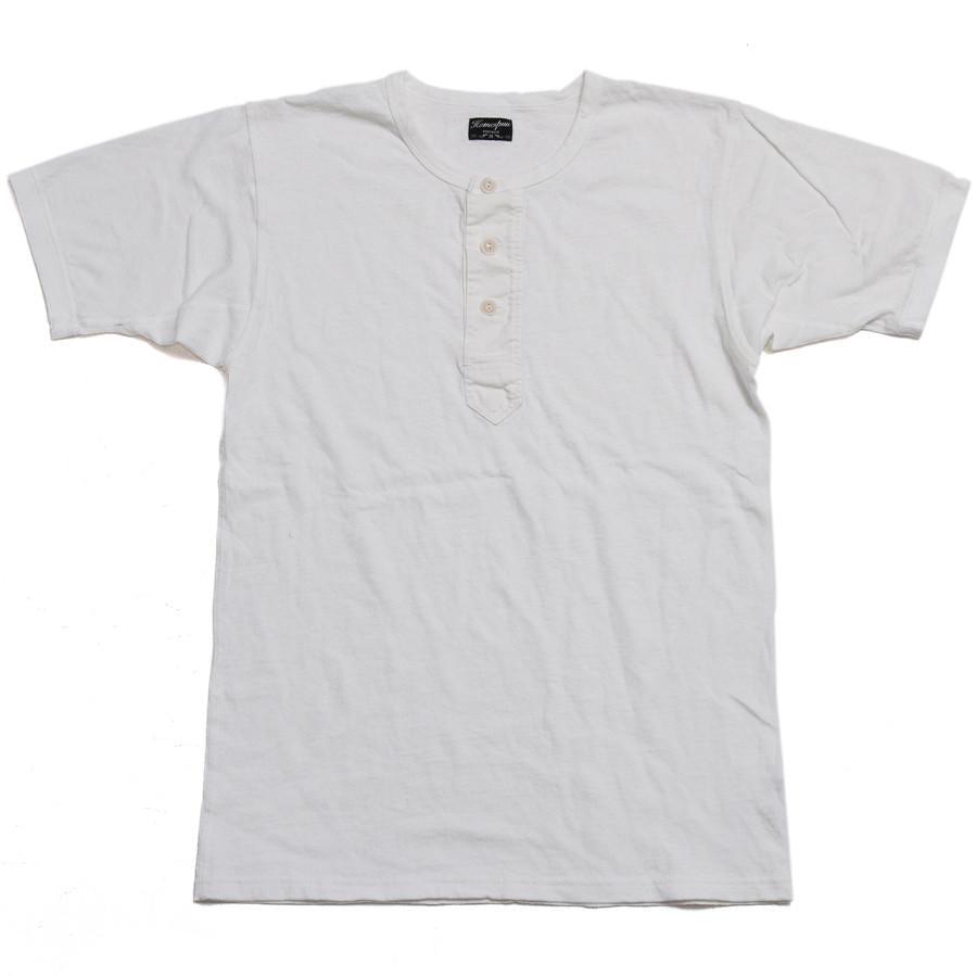 Homespun Surplus Short Sleeve Henley Zimbabwe Jersey in White