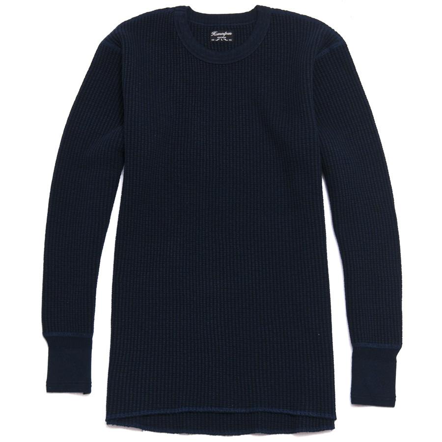 Homespun Thermal Long Sleeve Crew Bulky Waffle in Midnight Navy