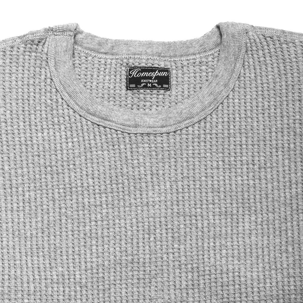 Homespun Thermal Crew Bulky Waffle Grey at shoplostfound, neck