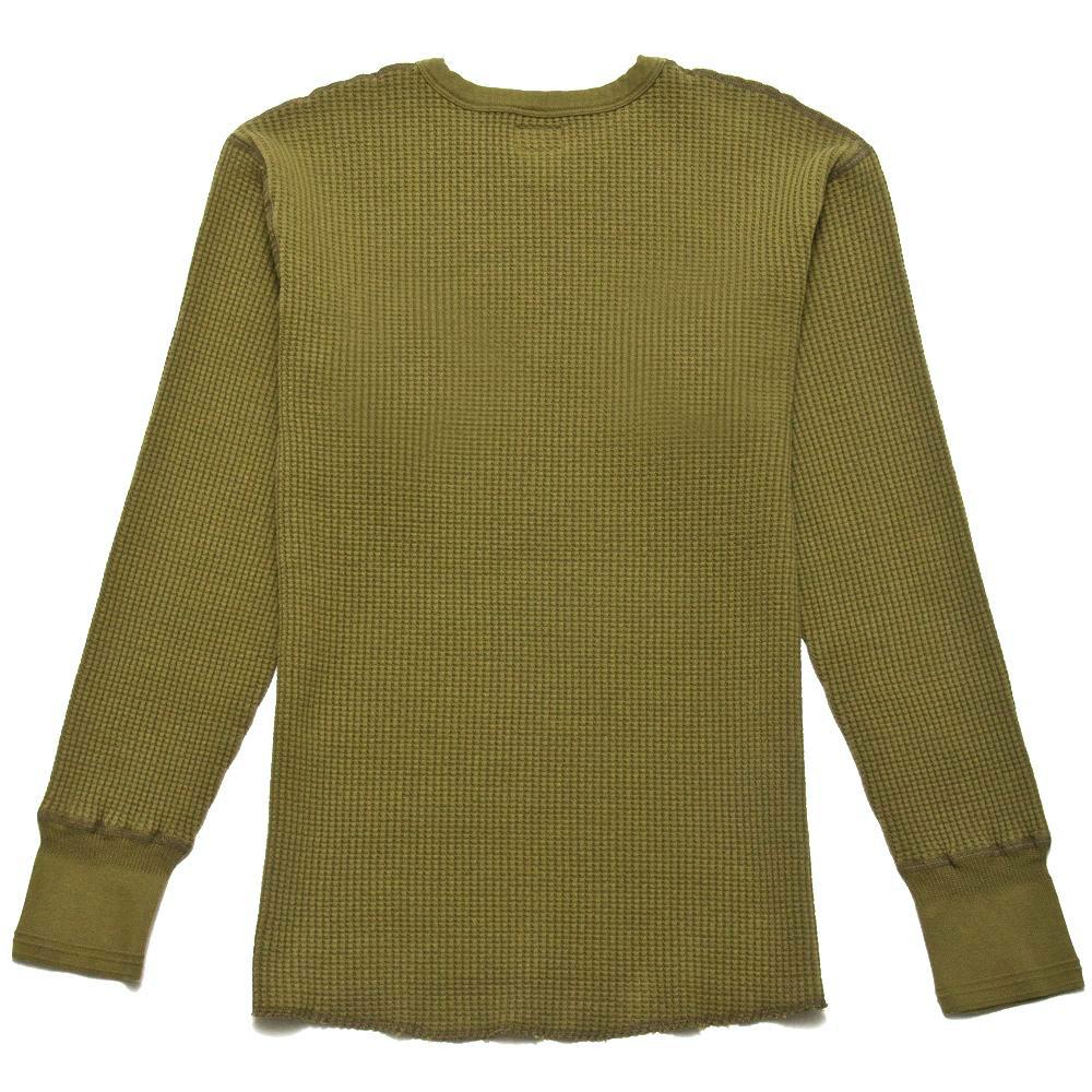 Homespun Thermal Crew Bulky Waffle Hunter Olive at shoplostfound, back