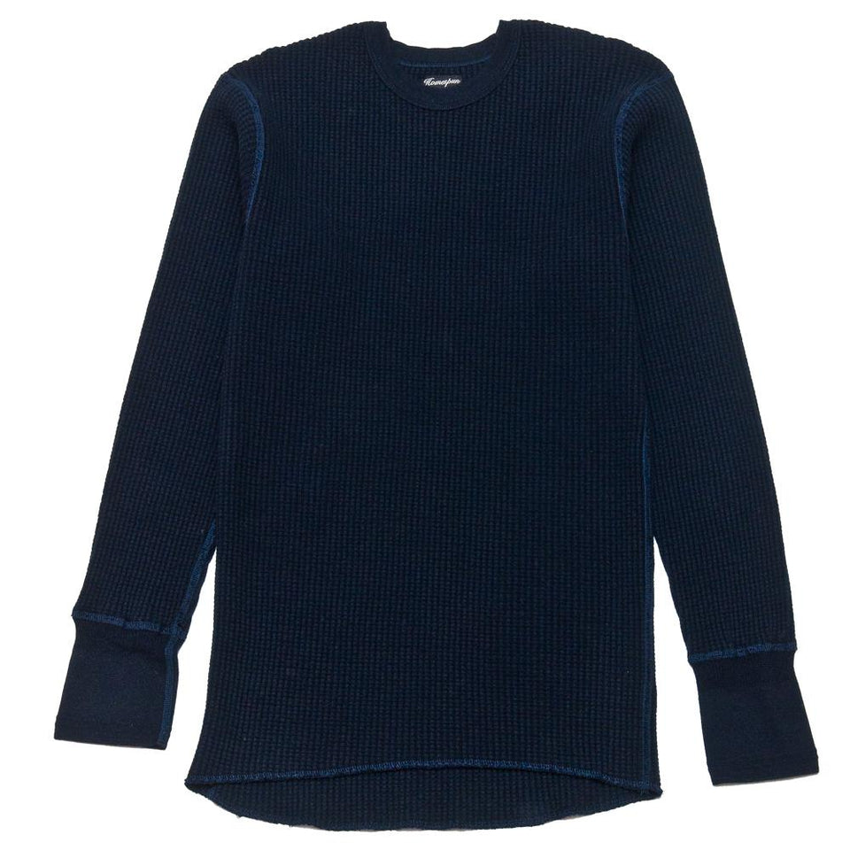 Homespun Thermal Crew Bulky Waffle Midnight Navy at shoplostfound, front