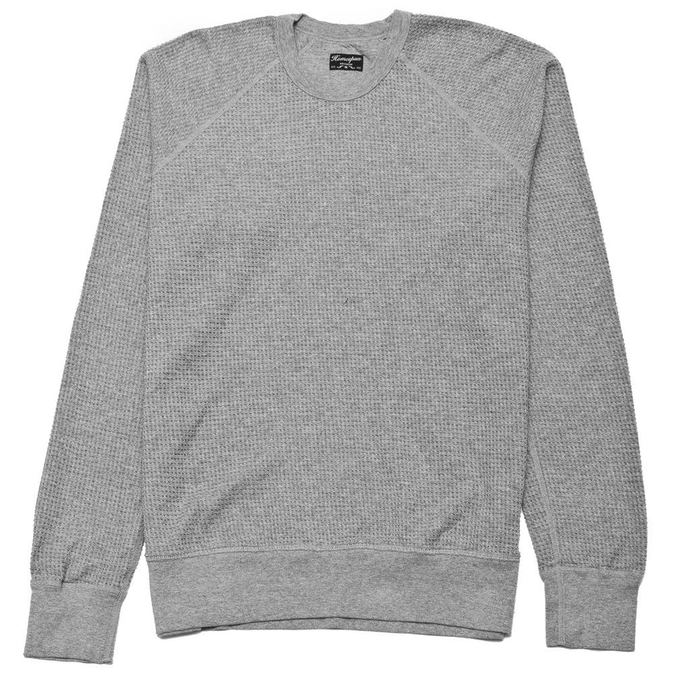 Homespun Thermal Crew Bulky Waffle Ribbed Fisherman Grey at shoplostfound, front