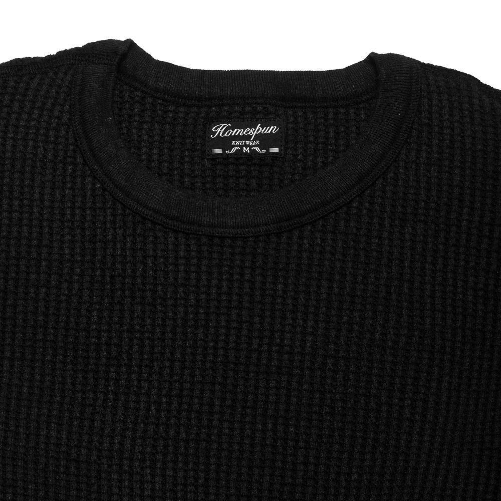 Homespun Thermal Crew Bulky Waffle Black at shoplostfound, neck