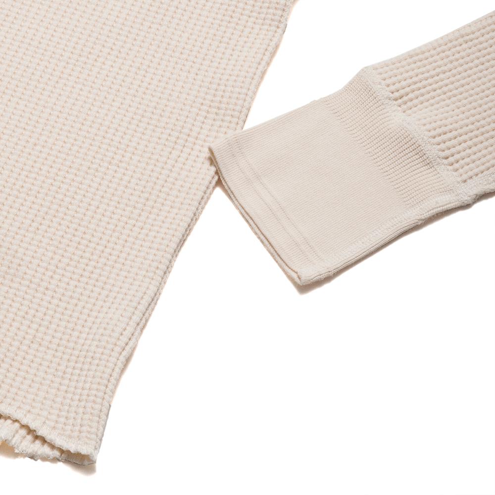 Homespun Thermal Long Sleeve Crew Bulky Waffle in Cream at shoplostfound, detail