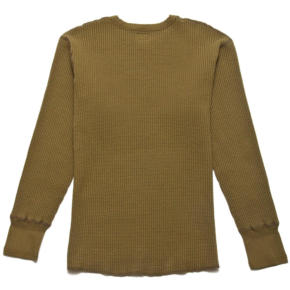 Homespun Thermal Long Sleeve Crew Bulky Waffle in Hunter Olive at shoplostfound, back