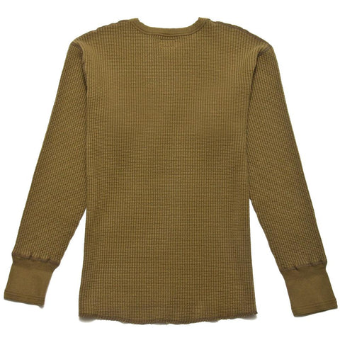 Homespun Thermal Long Sleeve Crew Bulky Waffle in Hunter Olive at shoplostfound, front