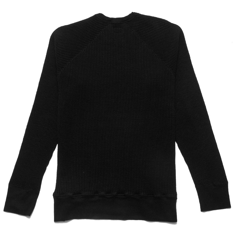 Homespun Thermal Long Sleeve Crew Bulky Waffle Ribbed Fisherman in Black at shoplostfound, back