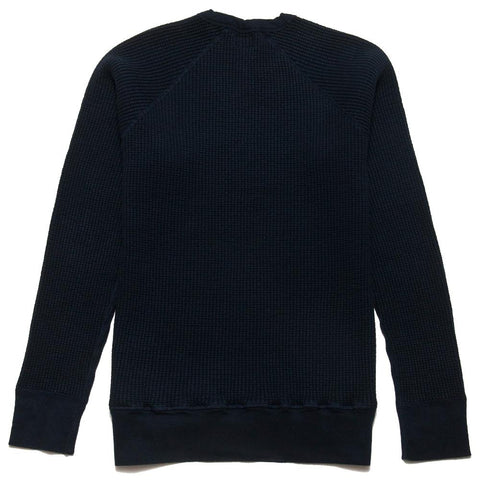 Homespun Thermal Long Sleeve Crew Bulky Waffle Ribbed Fisherman in Navy at shoplostfound, front