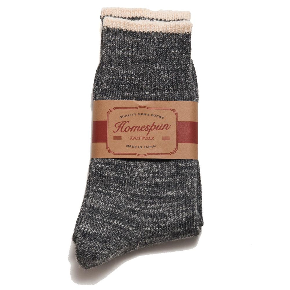 Homespun Top Stripe Sock Charcoal at shoplostfound, packaged