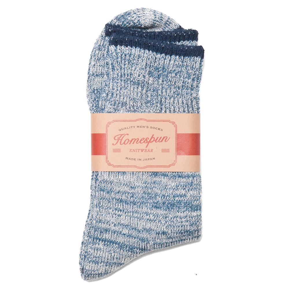 Homespun Top Stripe Sock Denim at shoplostfound, folded