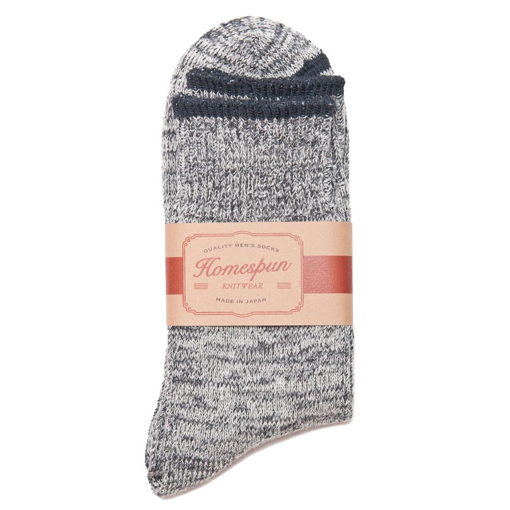 Homespun Top Stripe Sock Grey at shoplostfound, front